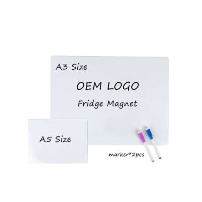 Magnetic Whiteboard Calendar A3 and A5 Size Flexible Fridge Magnet Whiteboard Waterproof Kids Drawing Message Board