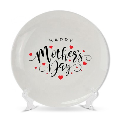 8 inch white sublimation blank ceramic plate for Mother's day gift