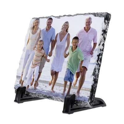 MIDA novelty polished stone photo frame custom glossy sublimation rock slate picture frame