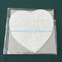 wholesale Sublimation Custom Paper Blank Printable Jigsaw Puzzle, heart shape, silver, pearlesent,gold color