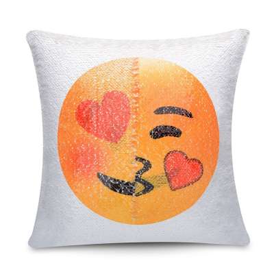 MIDA promotion custom wholesale decorative pillow cover case sublimation reversible sequin emoji pillow