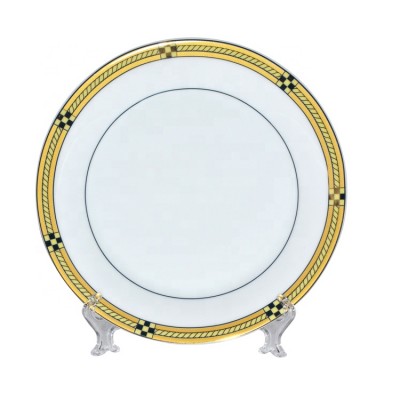 High quality 8 inch sublimation blank white ceramic plate with gold rim